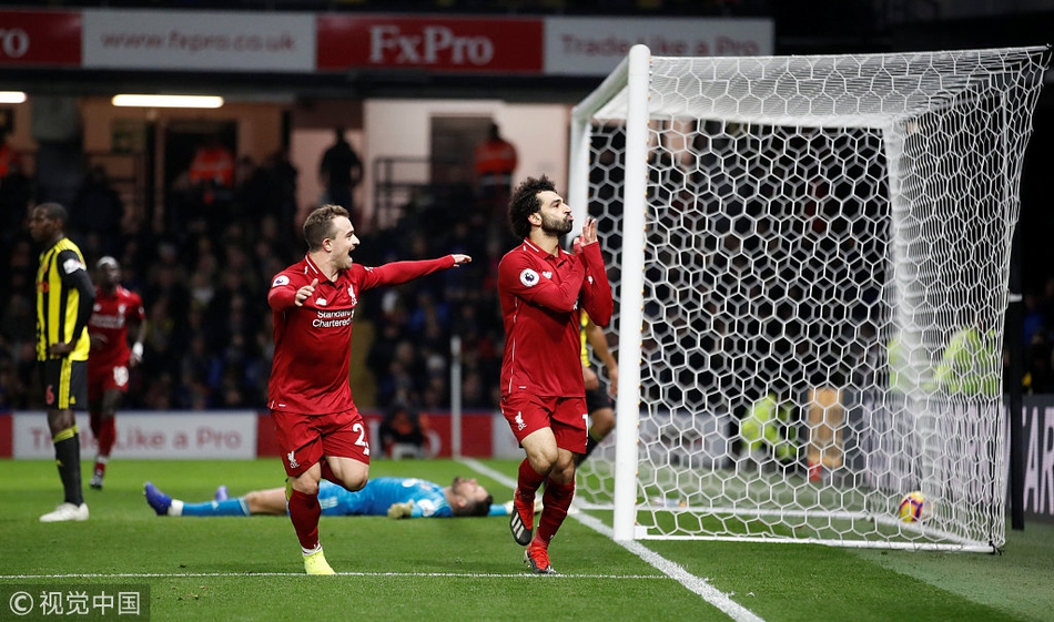 萨拉赫庆祝进球