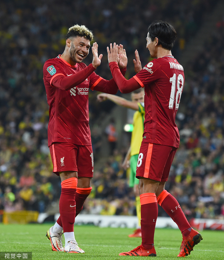 [联赛杯]诺维奇0-3利物浦 南野拓实两球