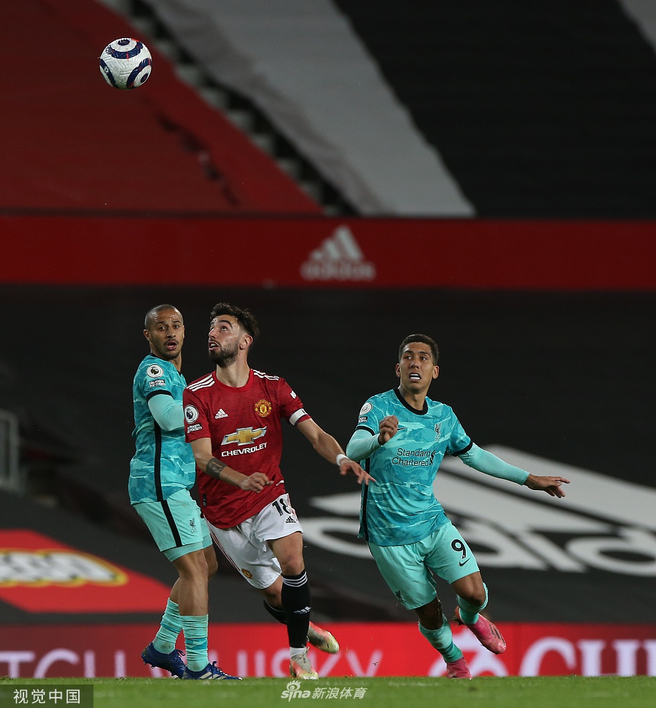 [英超]曼联2-4利物浦 菲尔米诺两球