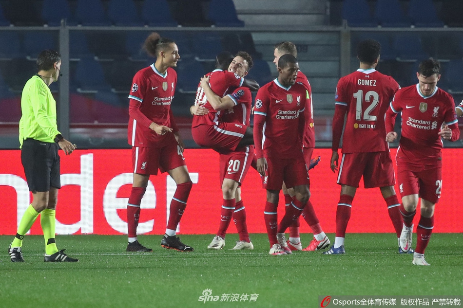 [欧冠]亚特兰大0-5利物浦 若塔帽子戏法