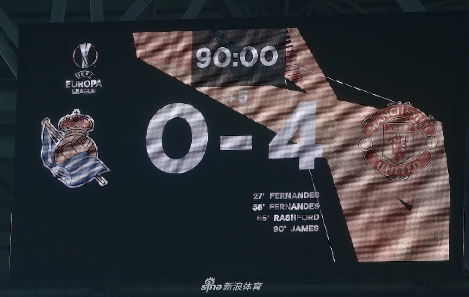 [欧联杯]皇家社会0-4曼联 B费两球
