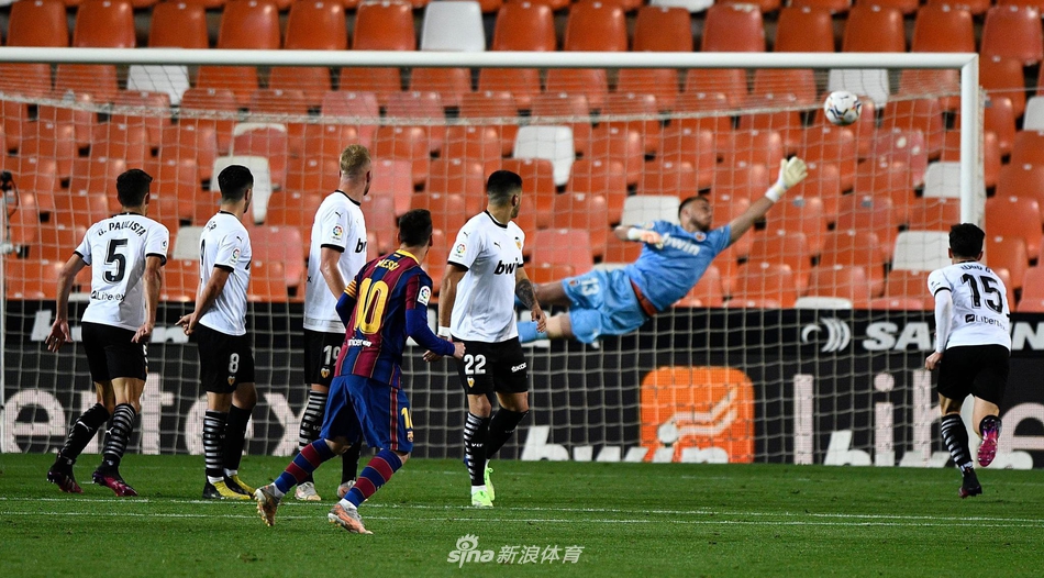 [西甲]瓦伦西亚2-3巴萨 梅西两球