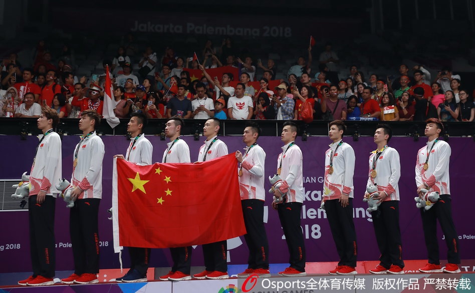 亚运羽球男团颁奖仪式