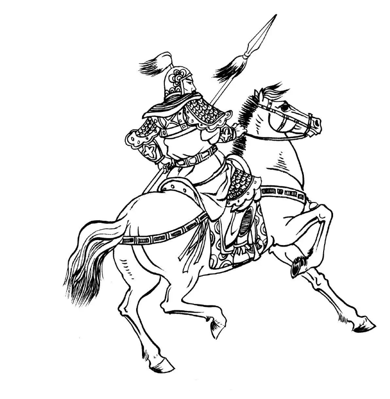 来自一名美术生的白描刀马人物下