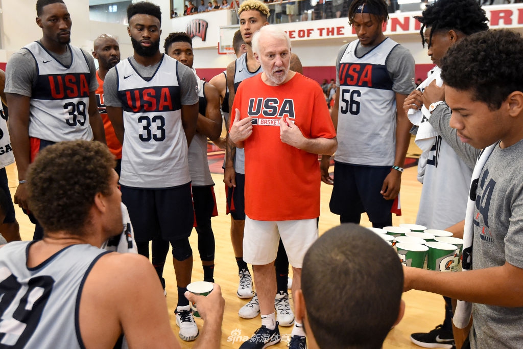 美国男篮训练备战 队内对抗赛波帅最忙