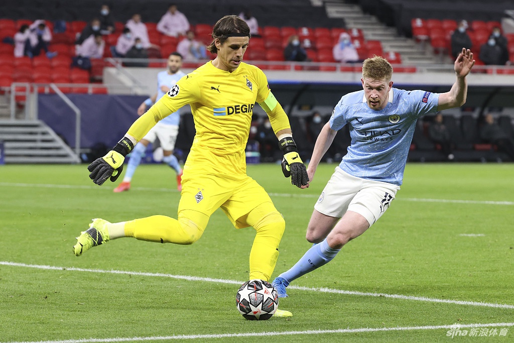 [欧冠]曼城2-0门兴 德布劳内进球