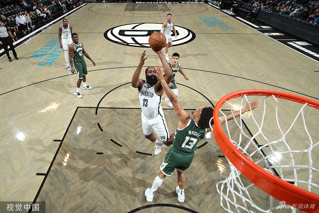 [NBA季前赛]雄鹿115-119篮网 杜兰特哈登出战