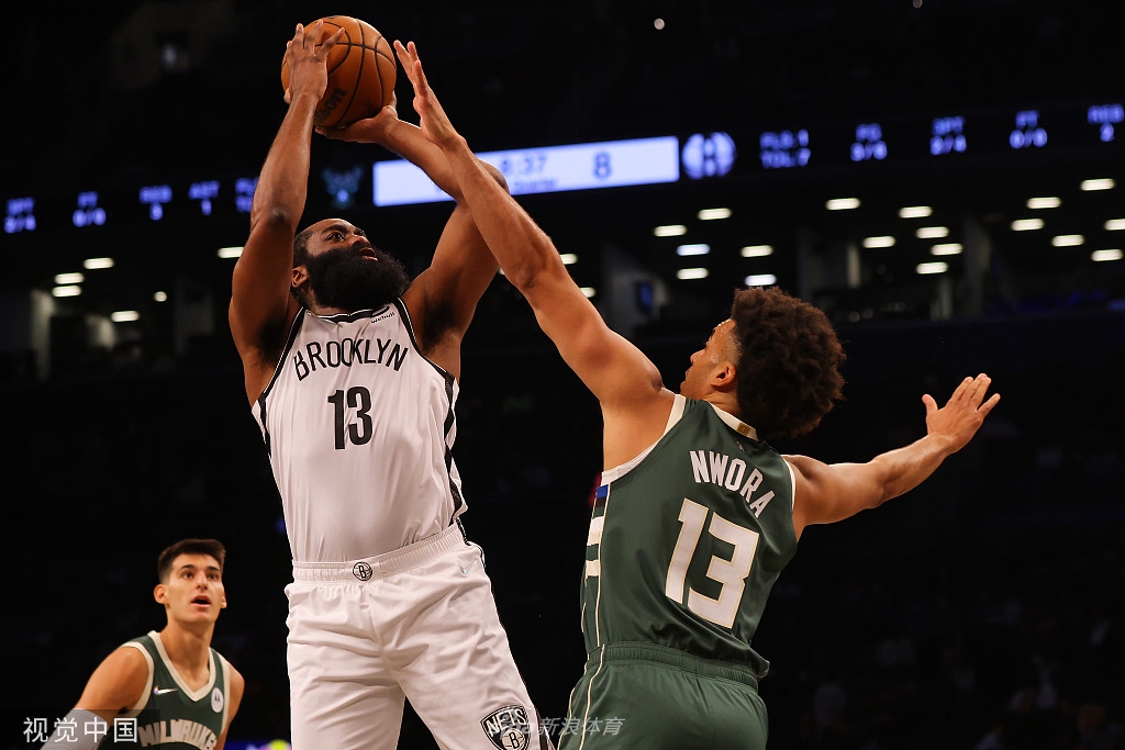 [NBA季前赛]雄鹿115-119篮网 杜兰特哈登出战