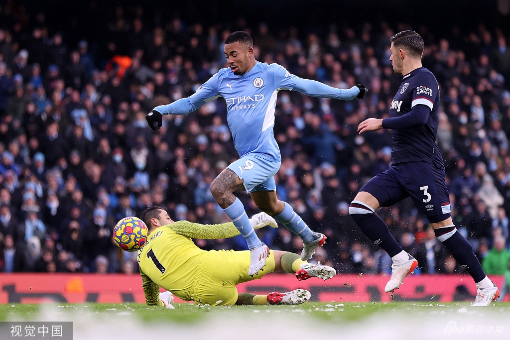 [英超]雪战到底！曼城大雪中2-1战胜西汉姆联