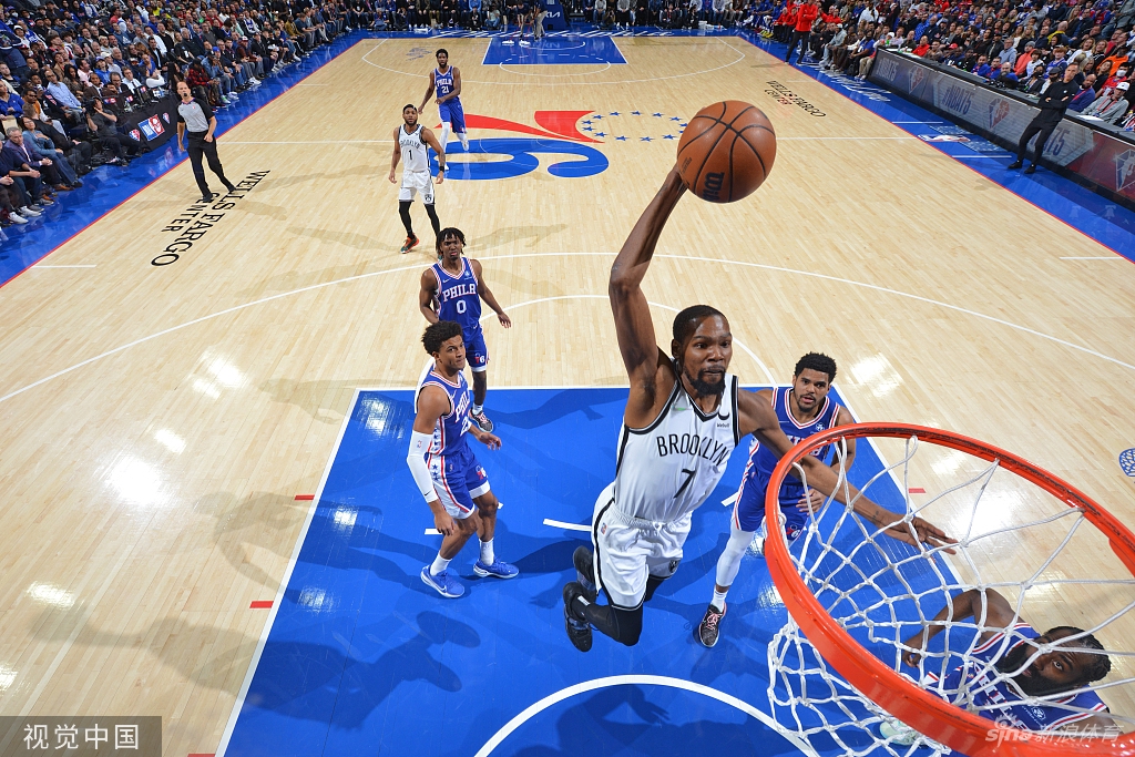 [NBA]篮网129-100大胜76人 杜兰特击溃哈登大帝