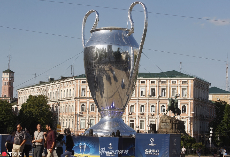 基辅静待欧冠决赛奖杯模型亮相广场
