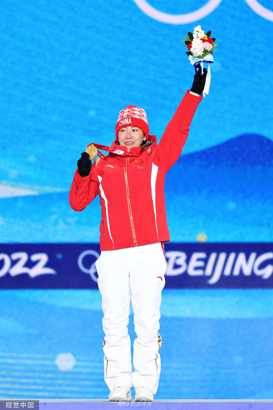 女子空中技巧颁奖仪式 徐梦桃获颁金牌