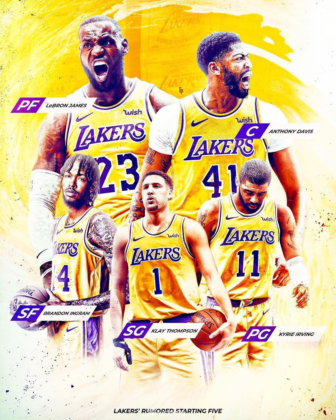 湖人球迷好嗨哦!湖人下赛季五星首发史上最强?