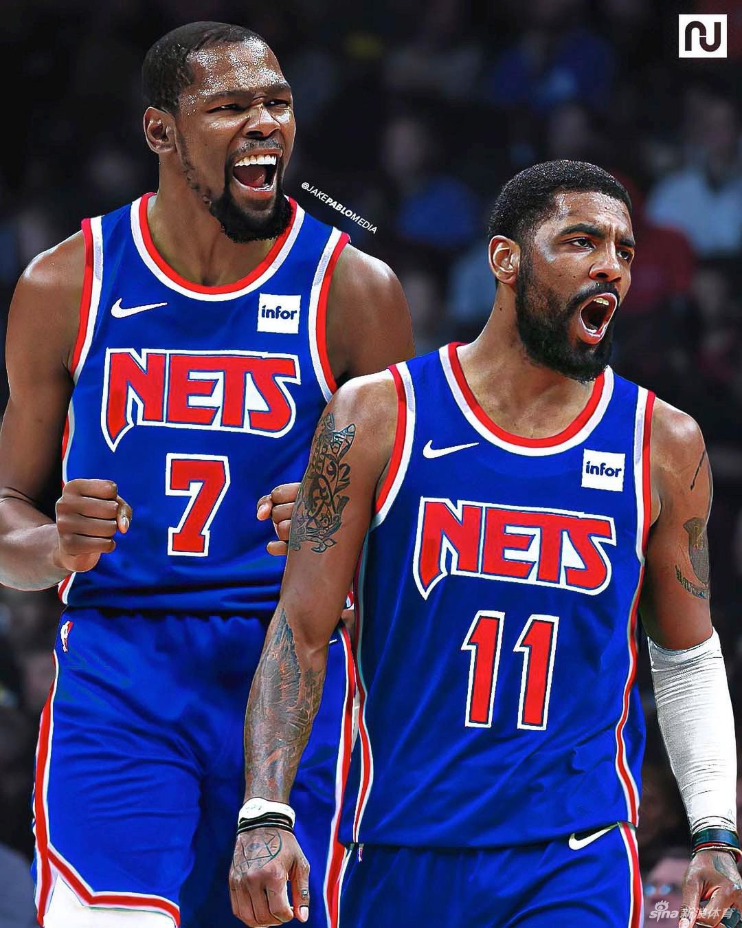 篮网队发布新赛季复古球衣 欧文出镜展示新款球衣