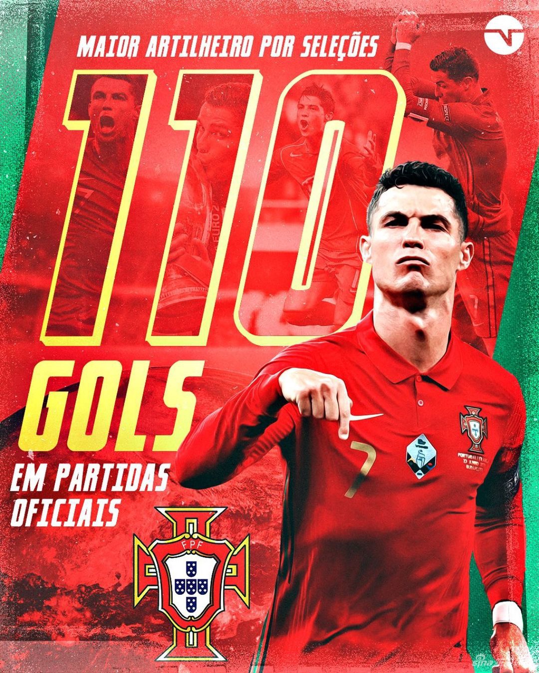 C罗111球创男足国家队进球世界纪录