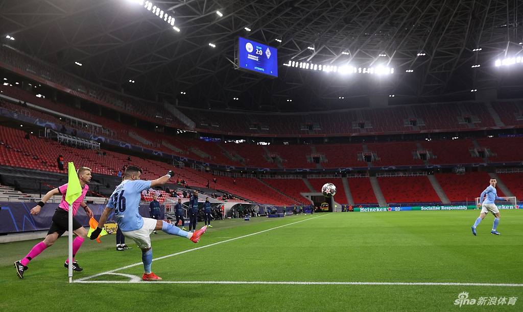 [欧冠]曼城2-0门兴 德布劳内进球