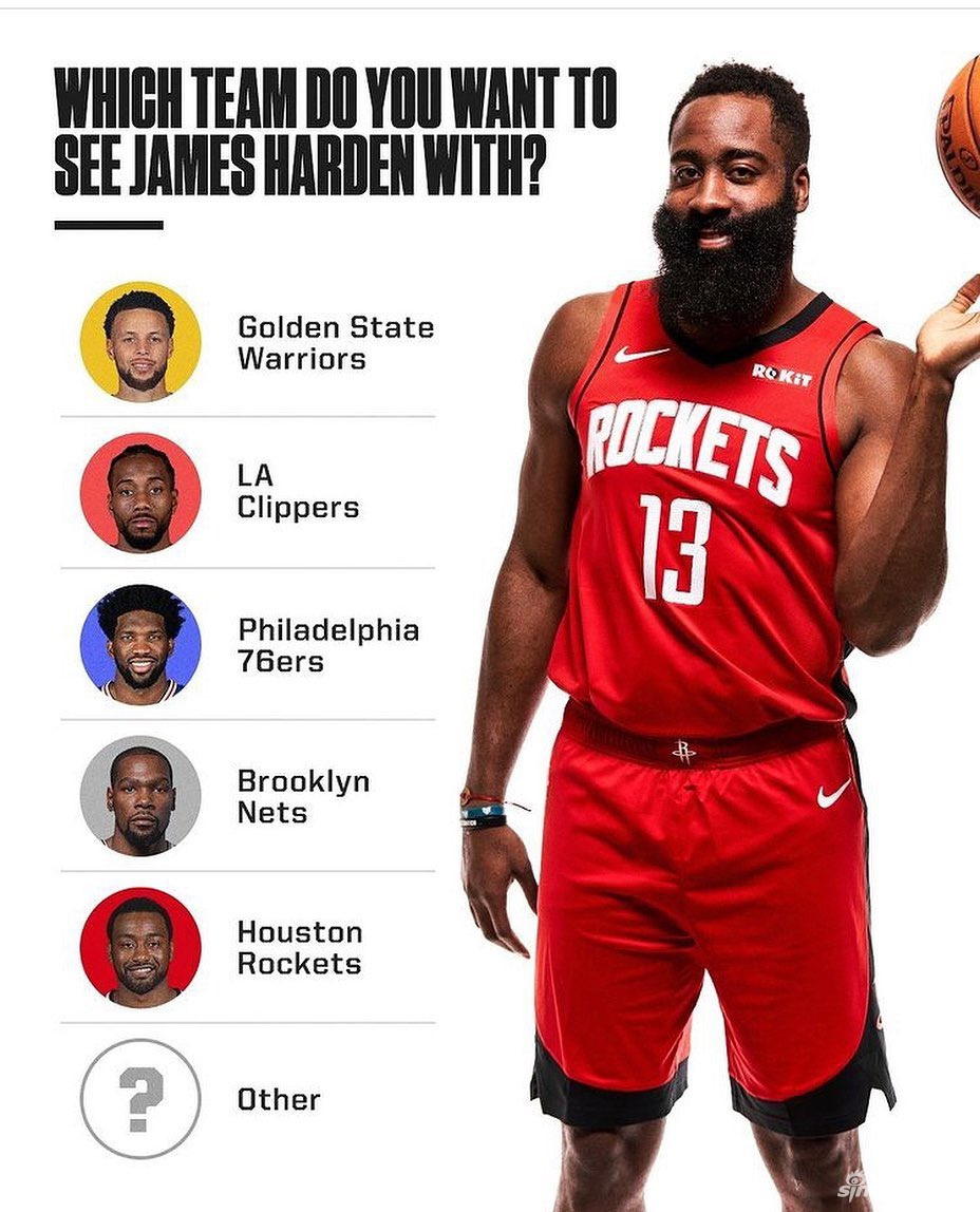 哈登告知火箭愿交易加盟76人 大胡子下家会是哪？