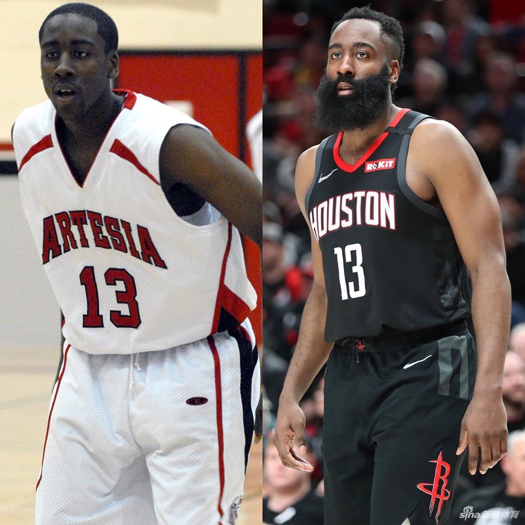 高中vs现在：眼镜哥浓眉变大胡子 小学生库里变大学生