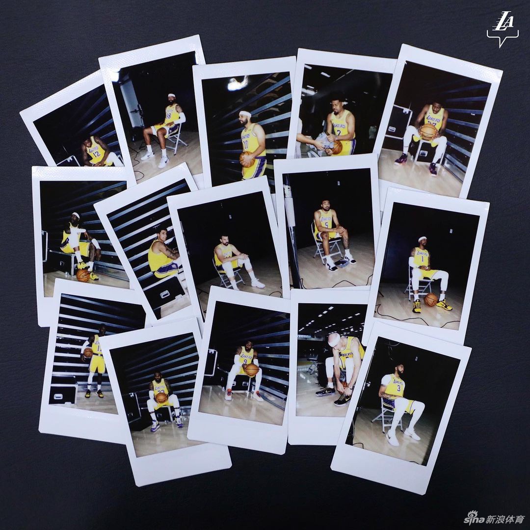 湖人队拍摄新赛季写真花絮 詹姆斯引领卫冕冠军