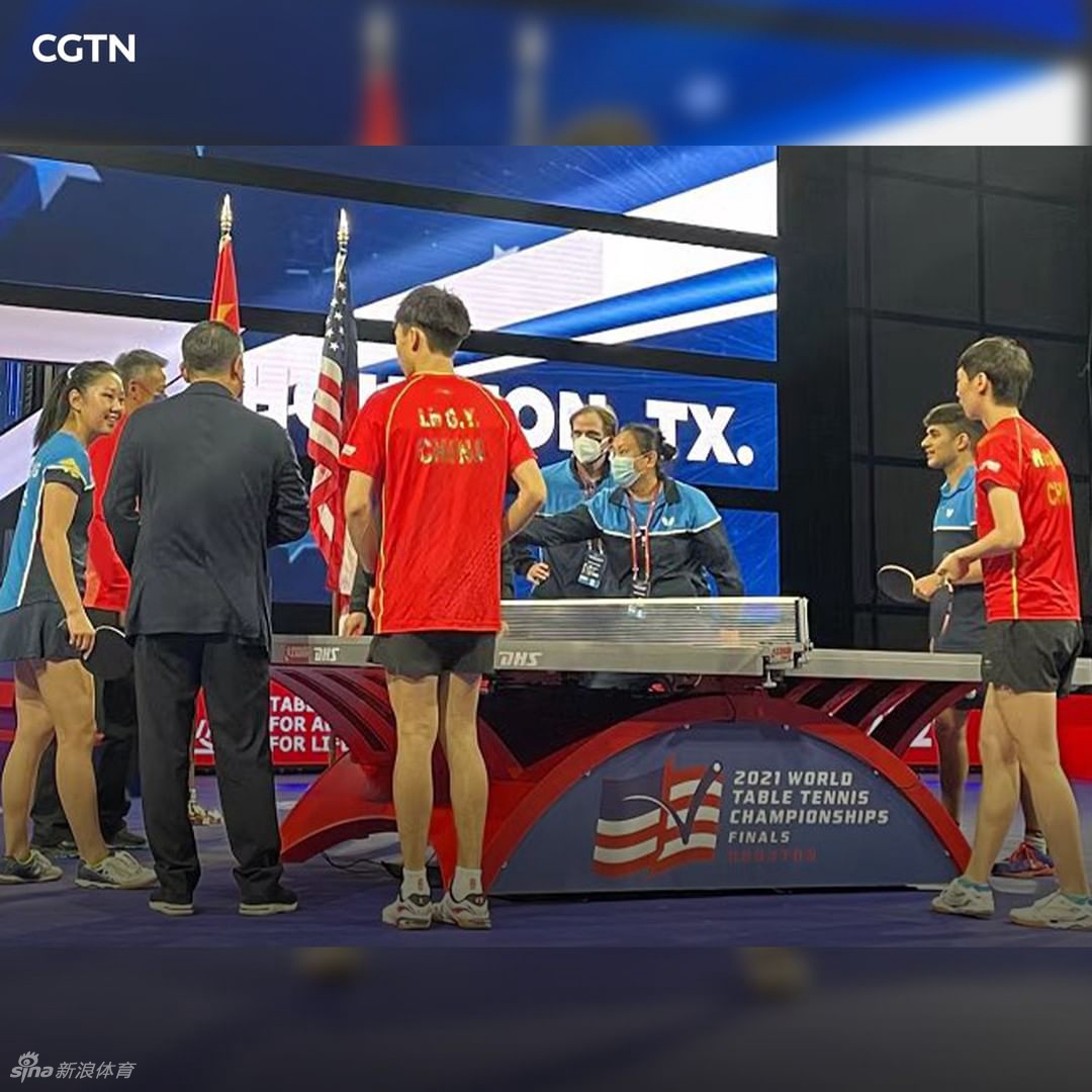 中美乒乓球球跨国组合合练备战世乒赛