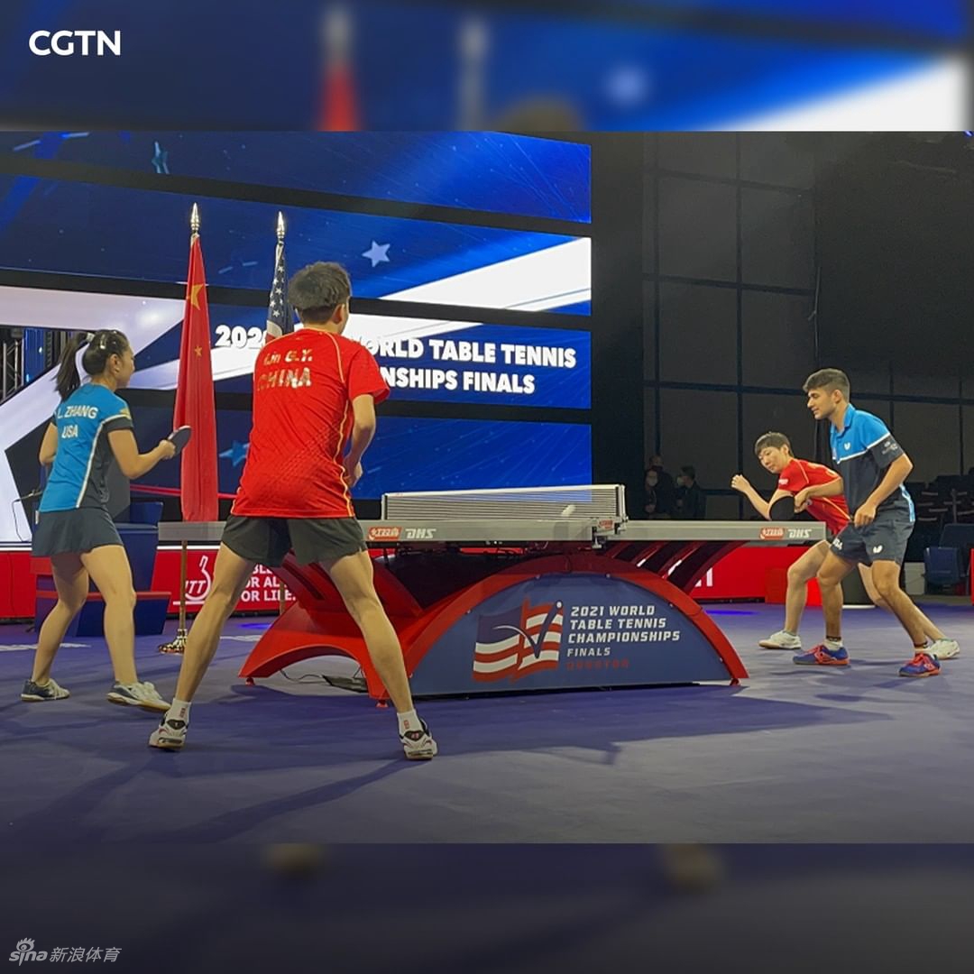 中美乒乓球球跨国组合合练备战世乒赛