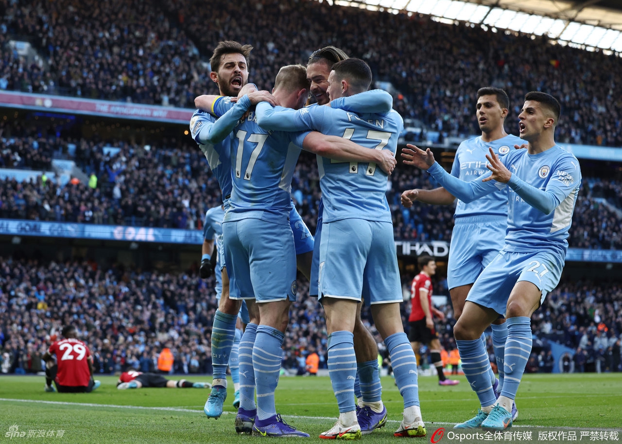 [英超]曼城4-1曼联 德布劳内2射1传