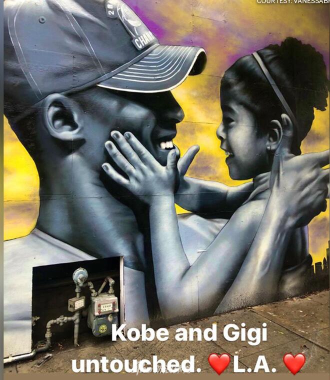 科比和Gigi壁画完好无损 瓦妮莎为抗议者点赞