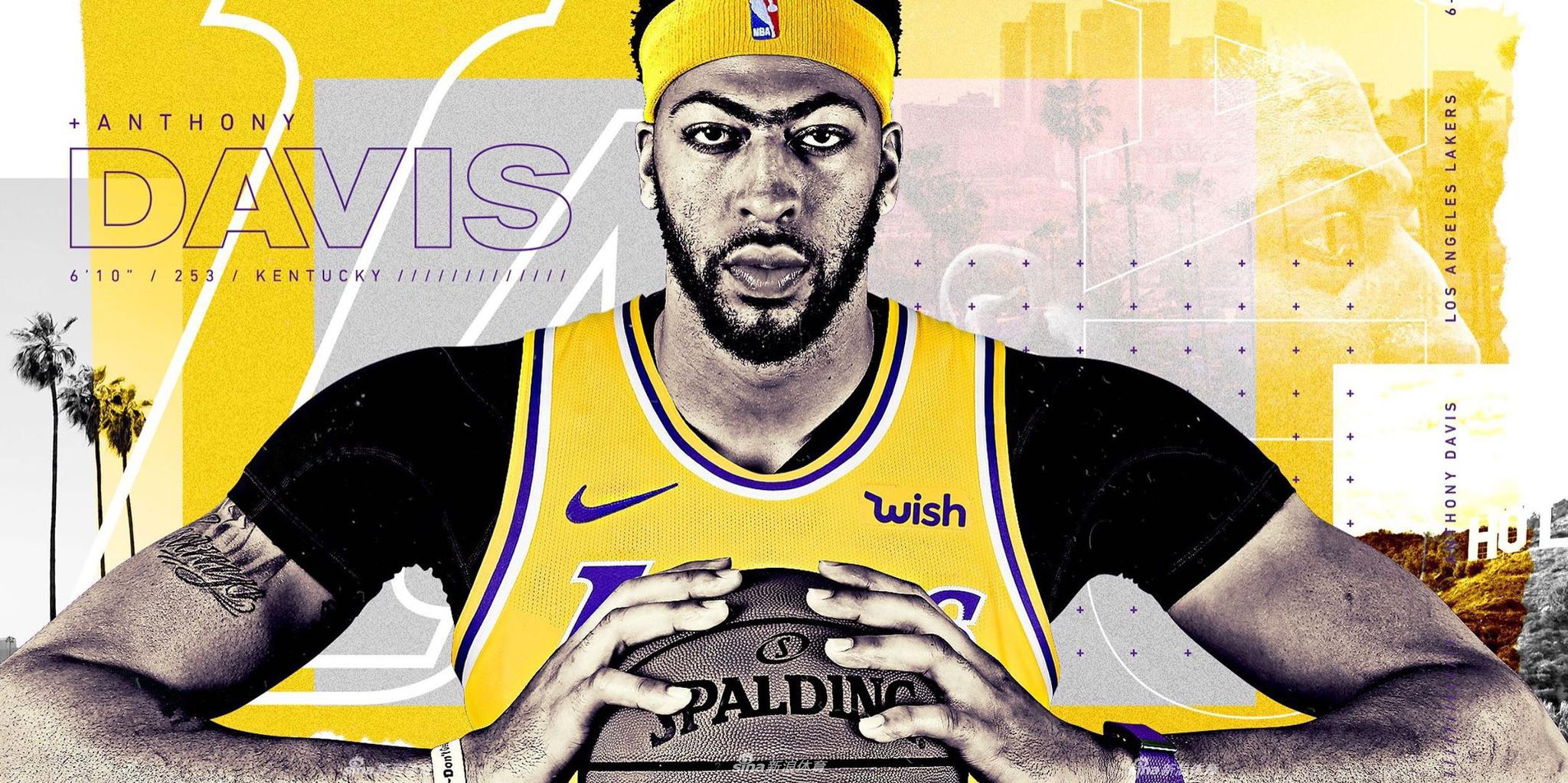 浓眉穿湖人3号拍摄球衣写真 詹姆斯一旁玩手机坐等