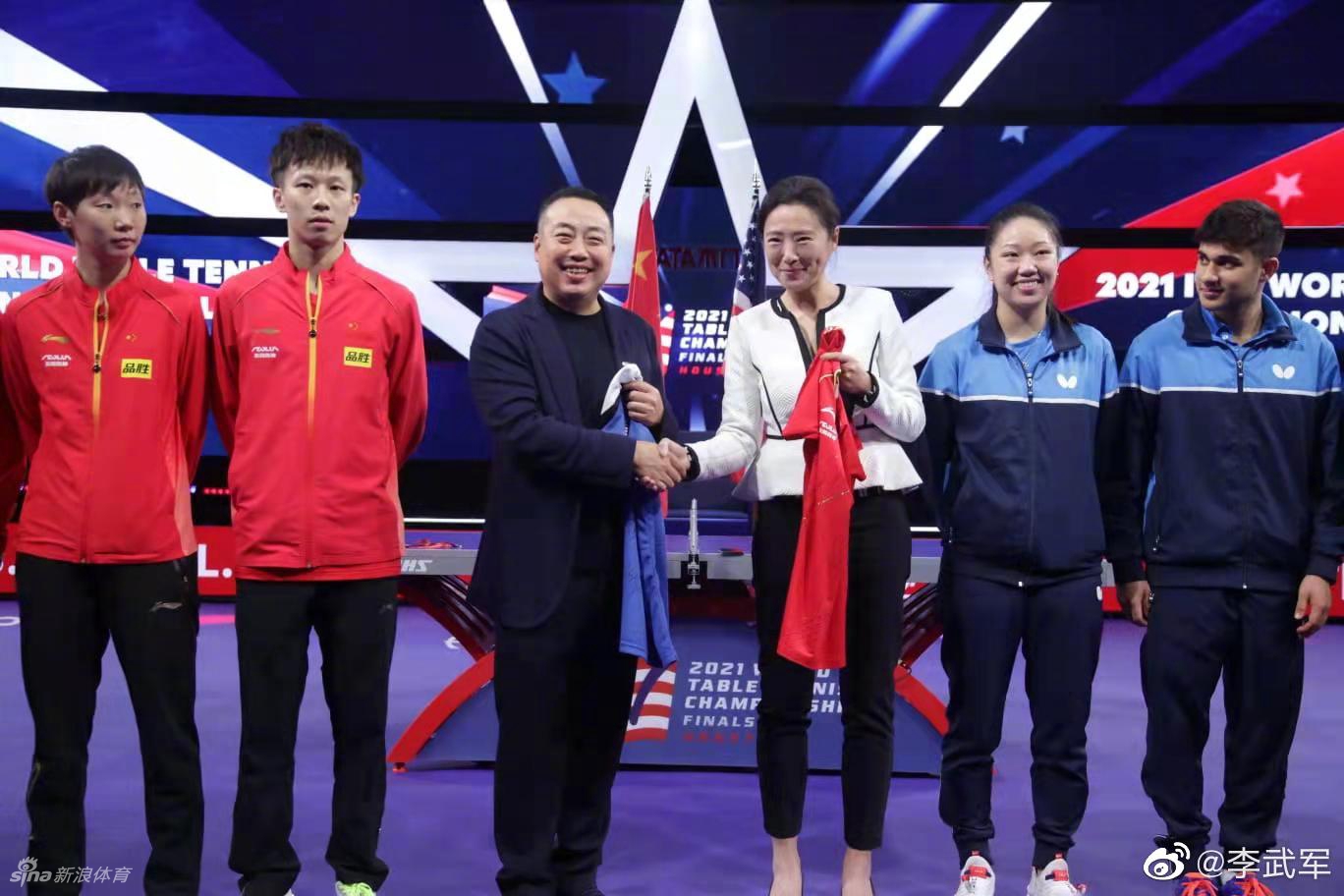 中美乒乓球球跨国组合合练备战世乒赛