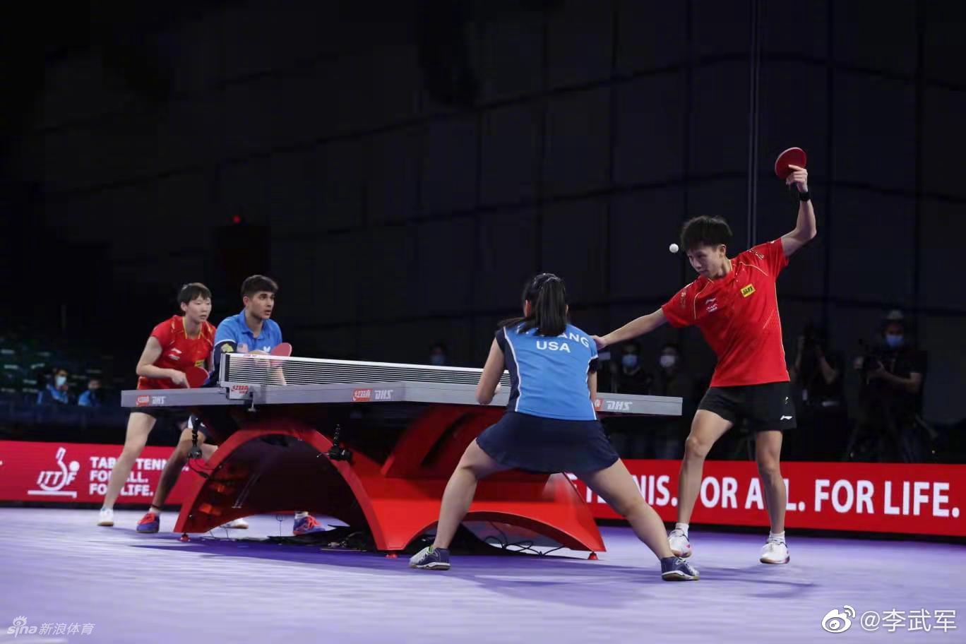 中美乒乓球球跨国组合合练备战世乒赛