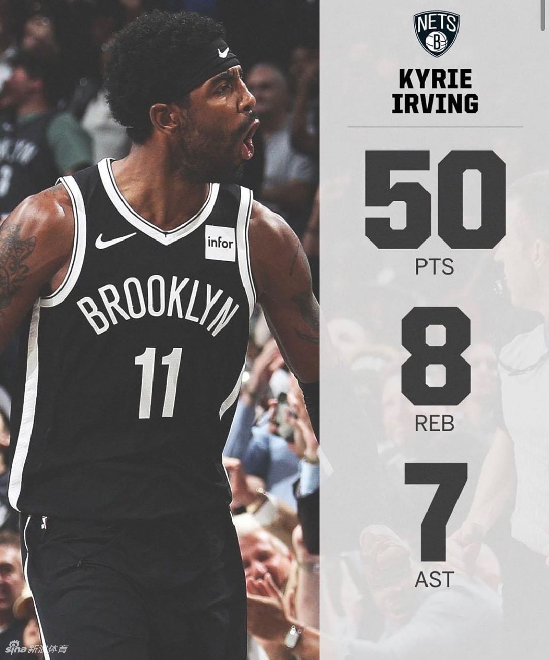 50分8板7助攻，0失误！欧文成NBA历史第一！张伯伦拉塞尔都不如他