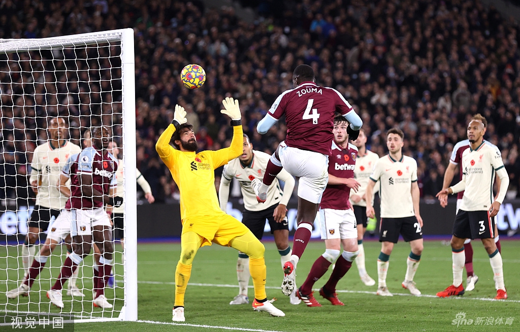 [英超]利物浦客场2-3西汉姆 阿利松自摆乌龙
