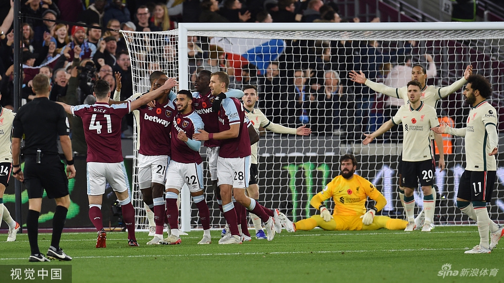 [英超]利物浦客场2-3西汉姆 阿利松自摆乌龙