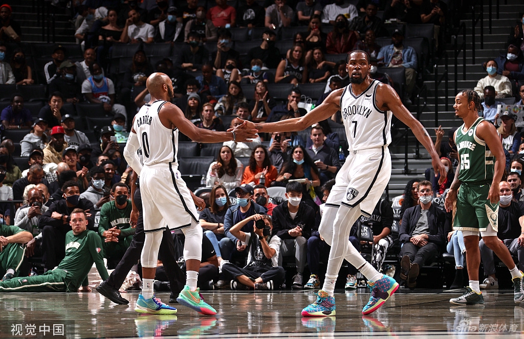 [NBA季前赛]雄鹿115-119篮网 杜兰特哈登出战