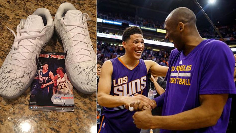 布克收到签名球鞋乐开花