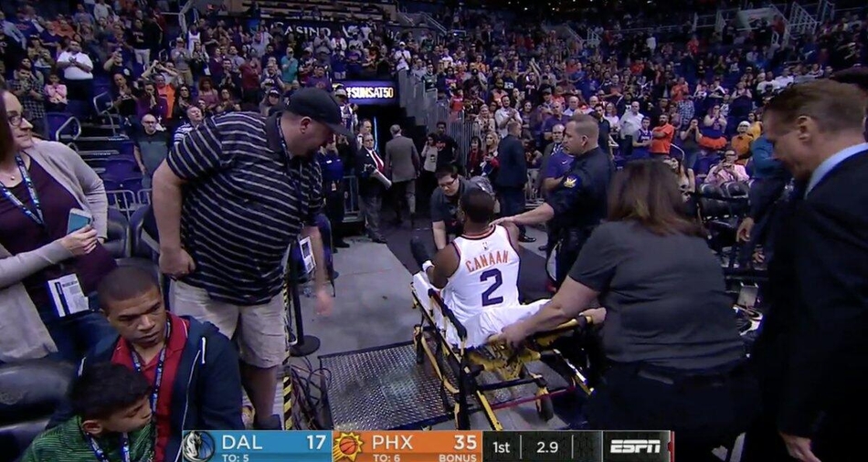 太阳后卫重伤左脚脚踝摔变形