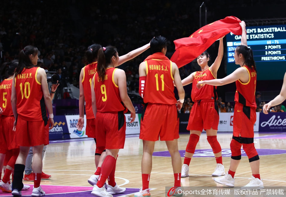 亚运女篮决赛：中国71-65胜朝韩联队摘金