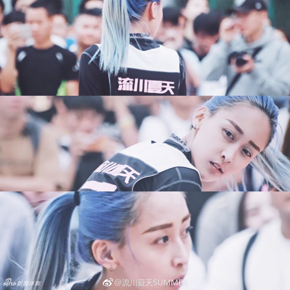 飘逸球风+亮眼蓝发 她是流川姐姐!