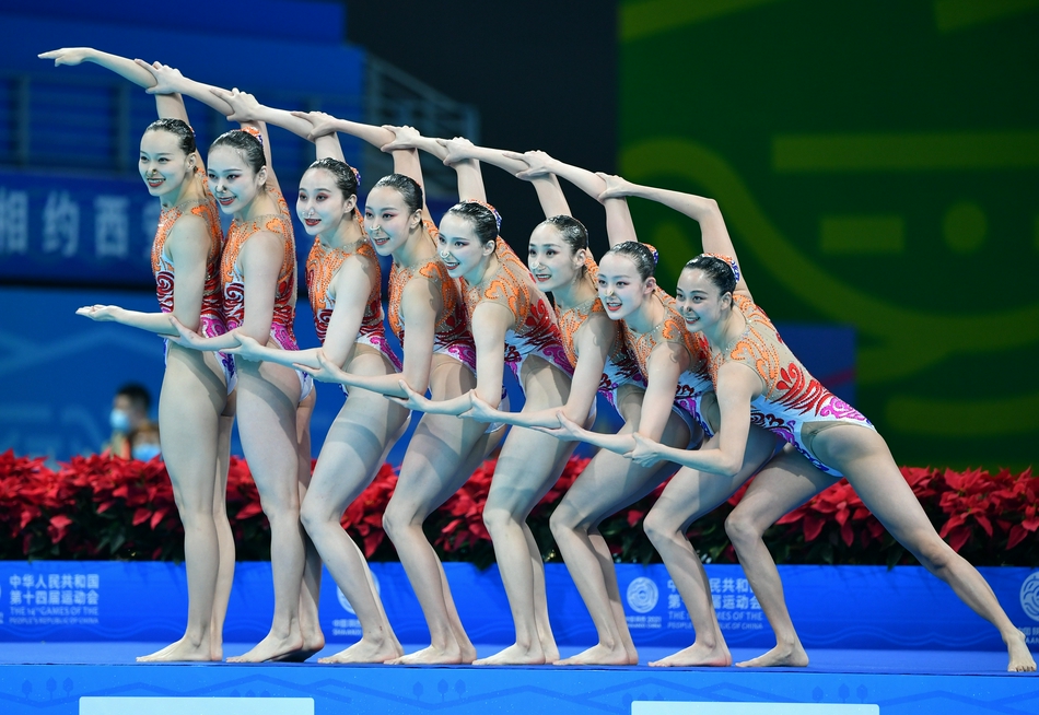 全运会花游集体项目联合队夺金