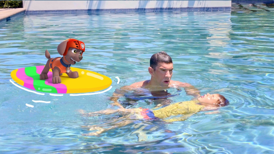 菲尔普斯父子拍摄游泳宣传片