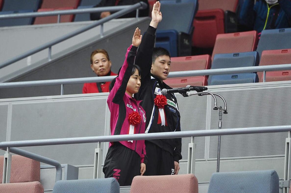 张本智和伊藤美诚宣誓