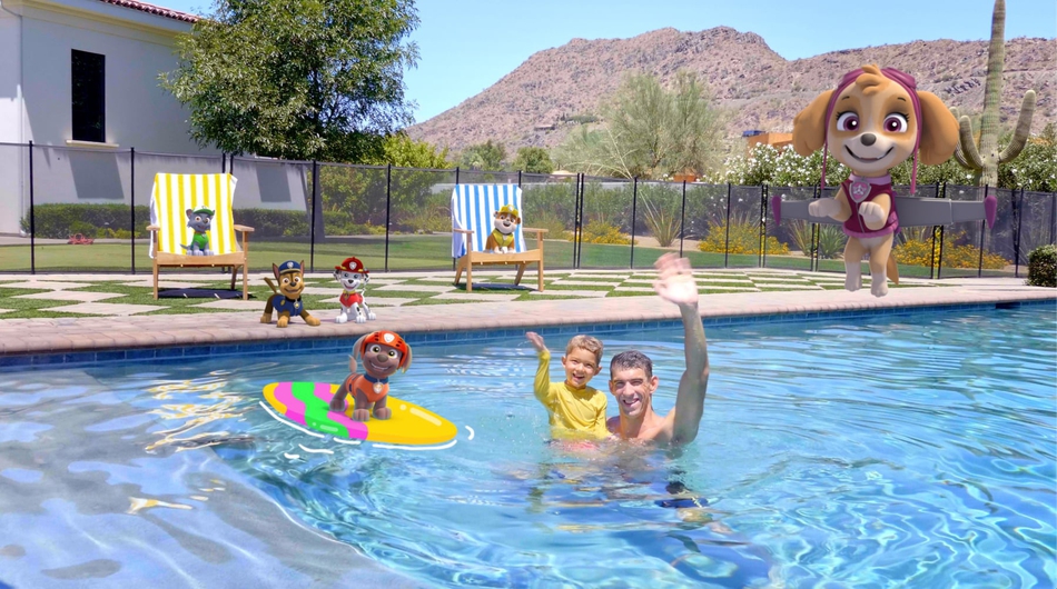 菲尔普斯父子拍摄游泳宣传片