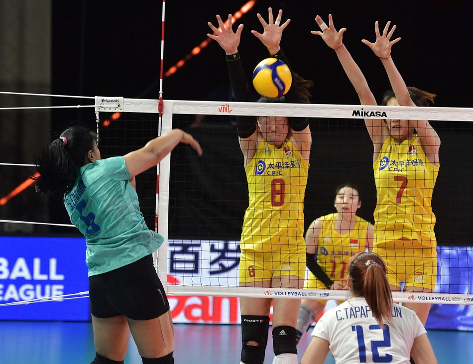 世界联赛中国女排3-0泰国