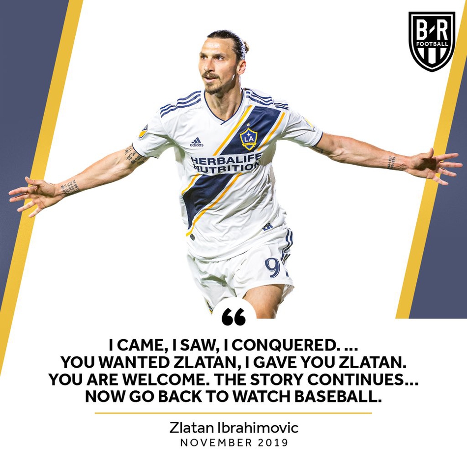 伊布告别洛杉矶！赠言美国球迷：你们看棒球去吧