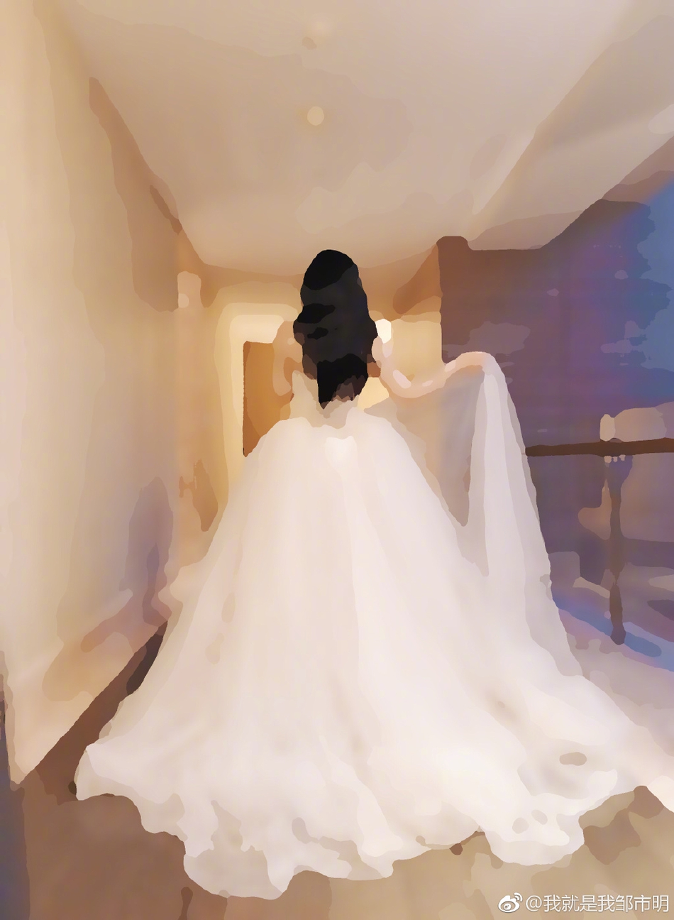 冉莹颖怀三胎度假再披婚纱