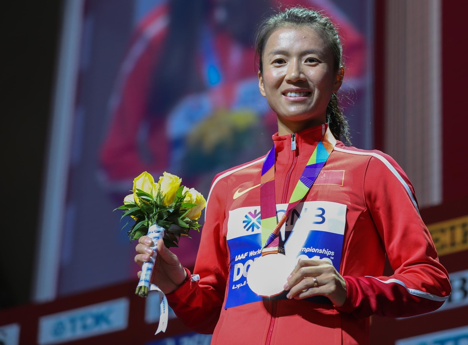 世锦赛女子20公里竞走颁奖仪式