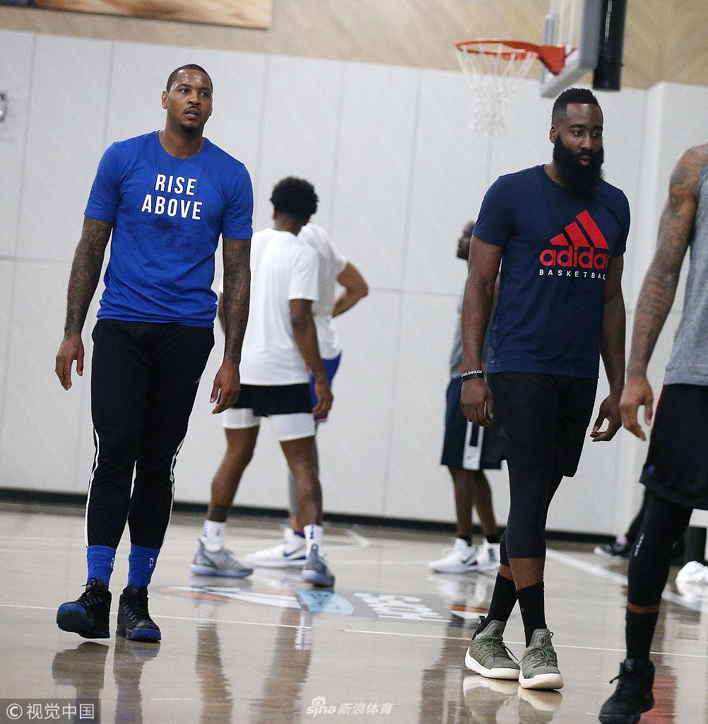 哈登与安东尼合练