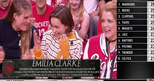 《权游》主演现身火箭主场！这么性感的龙妈你见过吗？