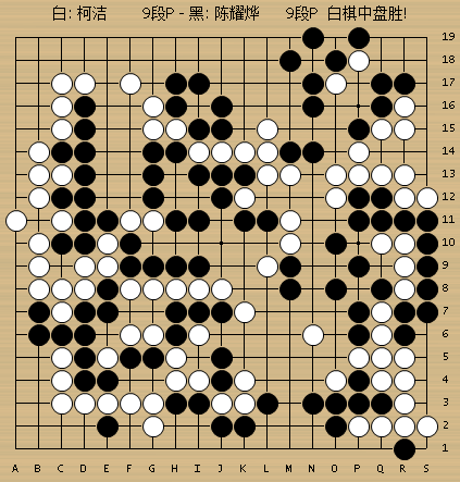 全运会职业围棋第2轮动图棋谱,柯洁执白中盘胜陈耀烨,芮乃伟执黑中盘