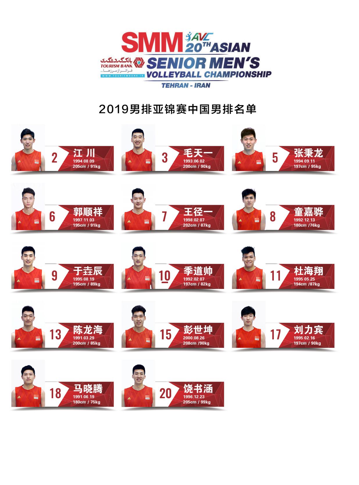 中国男排大名单图片